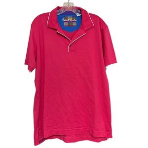 Robert Graham Men's Pink Short Sleeve Polo Shirt Golf Classic Fit Size L Preppy